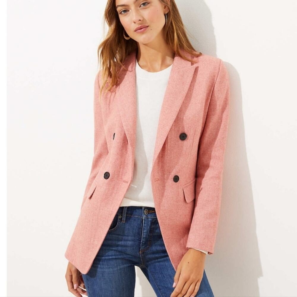 LOFT Melange Double Breasted Blazer - Old Rose size 14